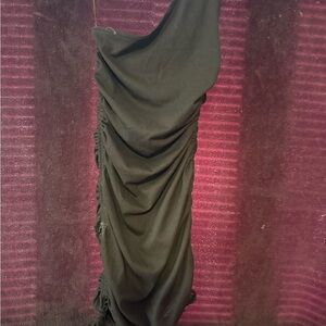 SHEIN Black Ruched Midi Dress